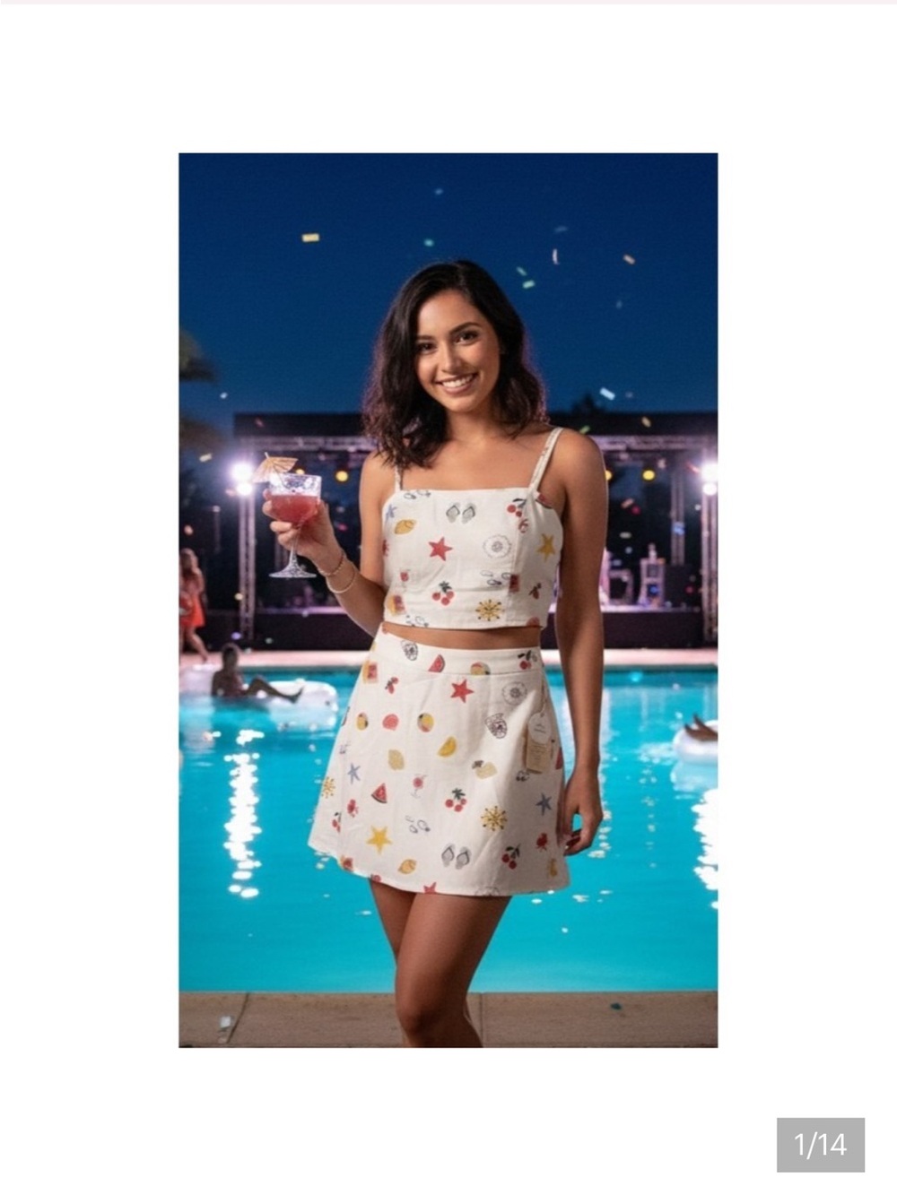 Midnight sky two piece skirt and shirt set